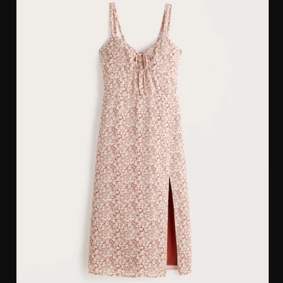 Abercrombie & Fitch Dresses & Skirts - NWT Abercrombie & Fitch Red Floral Cinch-Front Midi Dress sz XSP